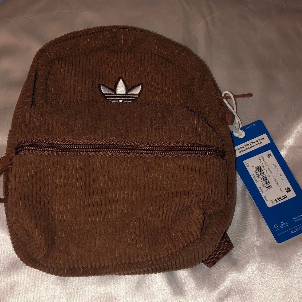 Adidas Corduroy Trefoil 2.0 Mini Backpack Color Preloved Brown NWT